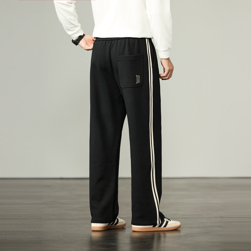 Men's Casual Jogging Pants with Wide Leg, Drawstring and Side Pockets Chichicherry