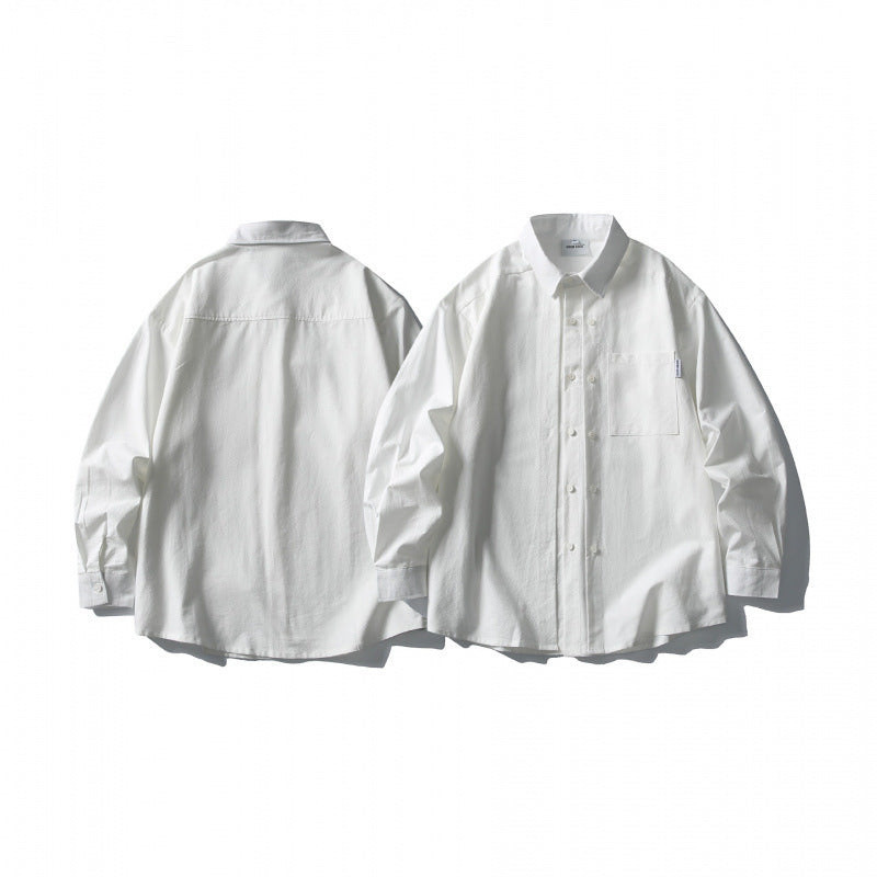 Men's Oversize Double-Breasted Cotton Shirt with Breast Pocket and Classic Shirt Collar Chichicherry