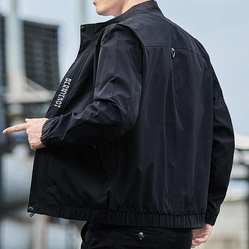 Men's Lightweight Urban Tech Blouson with Nanocoating, Stand Collar and Concealed Zipper Pockets Chichicherry