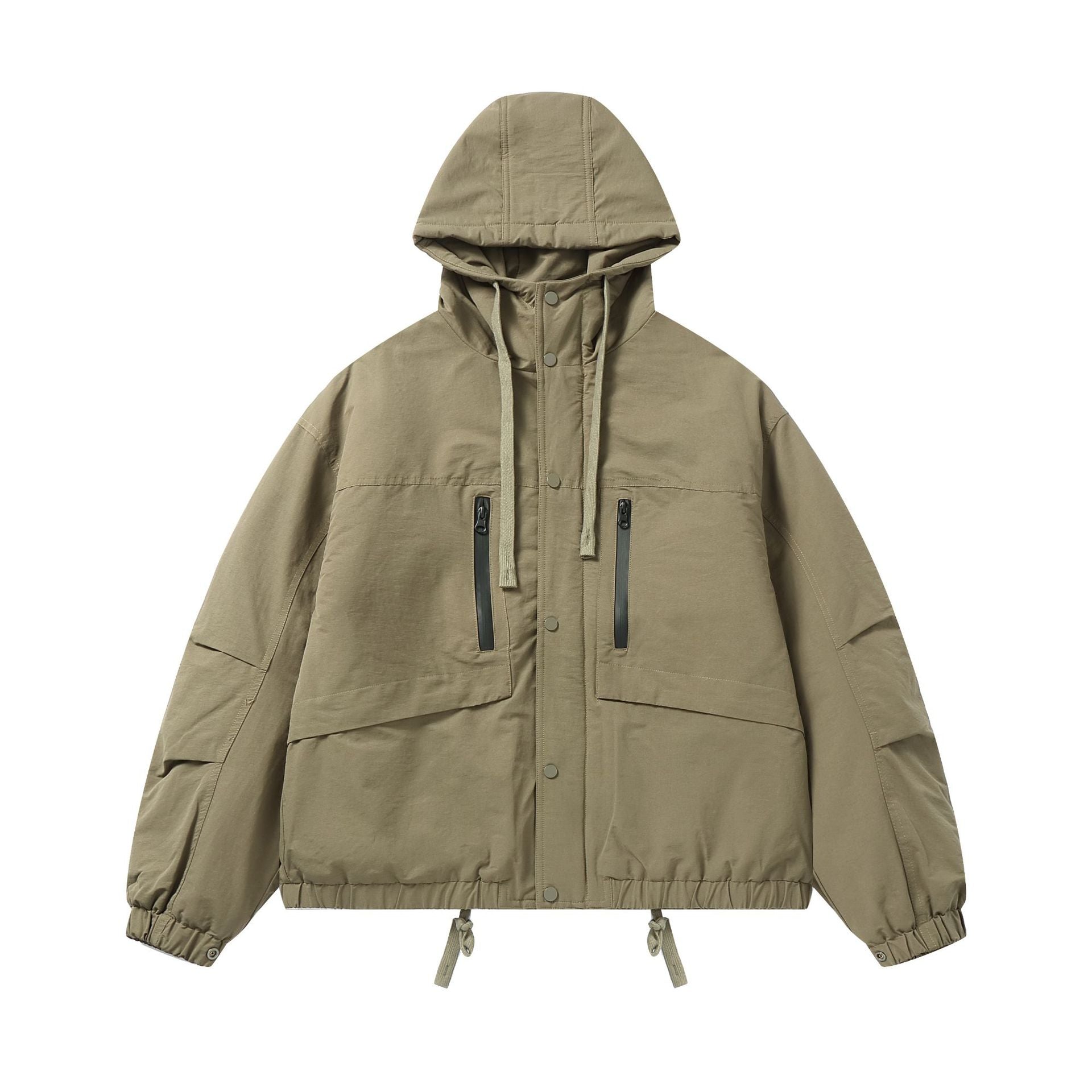 Men's technical hooded parka with water-repellent zippers, kangaroo pockets, and drawstring Chichicherry