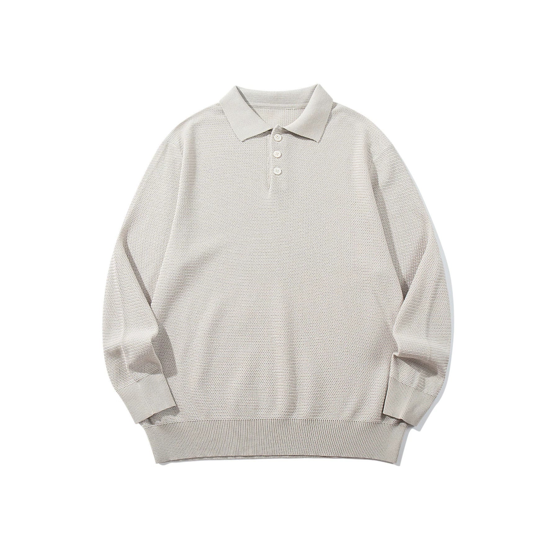 Unisex Waffle Knit Polo in Relaxed Fit with Three-Button Placket and Ribbed Hem