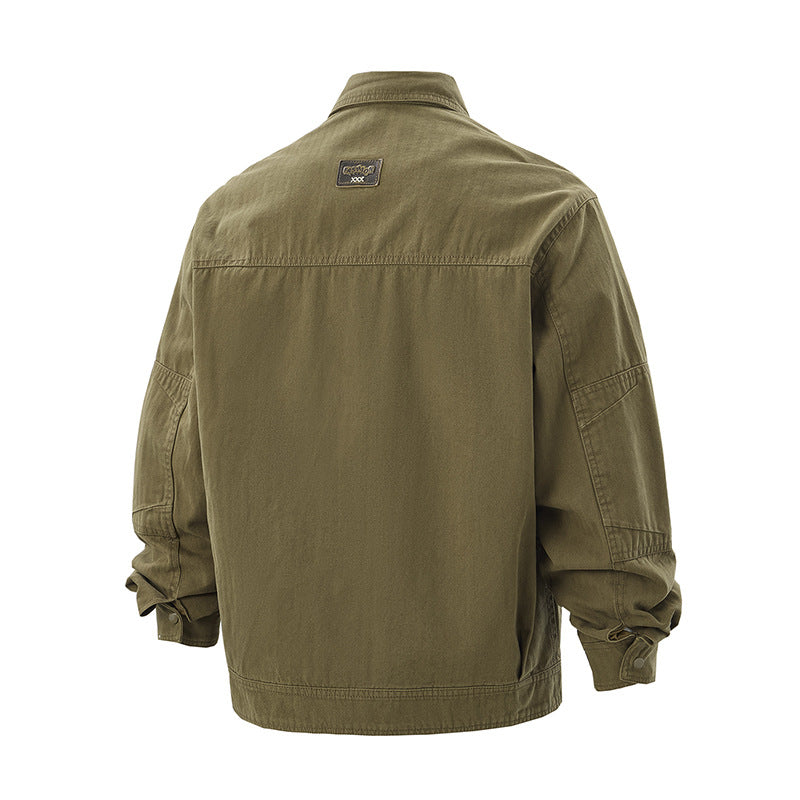 Men's robustly crafted worker chore jacket made of canvas with patch breast pockets Chichicherry