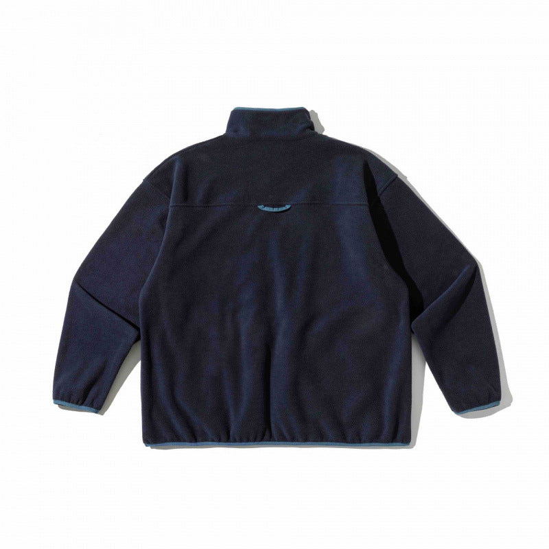 Unisex Oversized Fleece Pullover with Half Zip, Stand-Up Collar and Side Pockets Chichicherry
