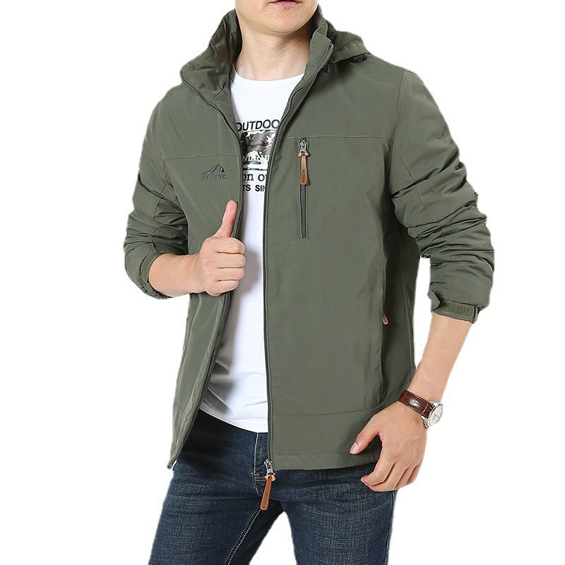 Men's Breathable Minimalist Softshell Field Jacket with Stand-up Collar and Chest Zip Chichicherry