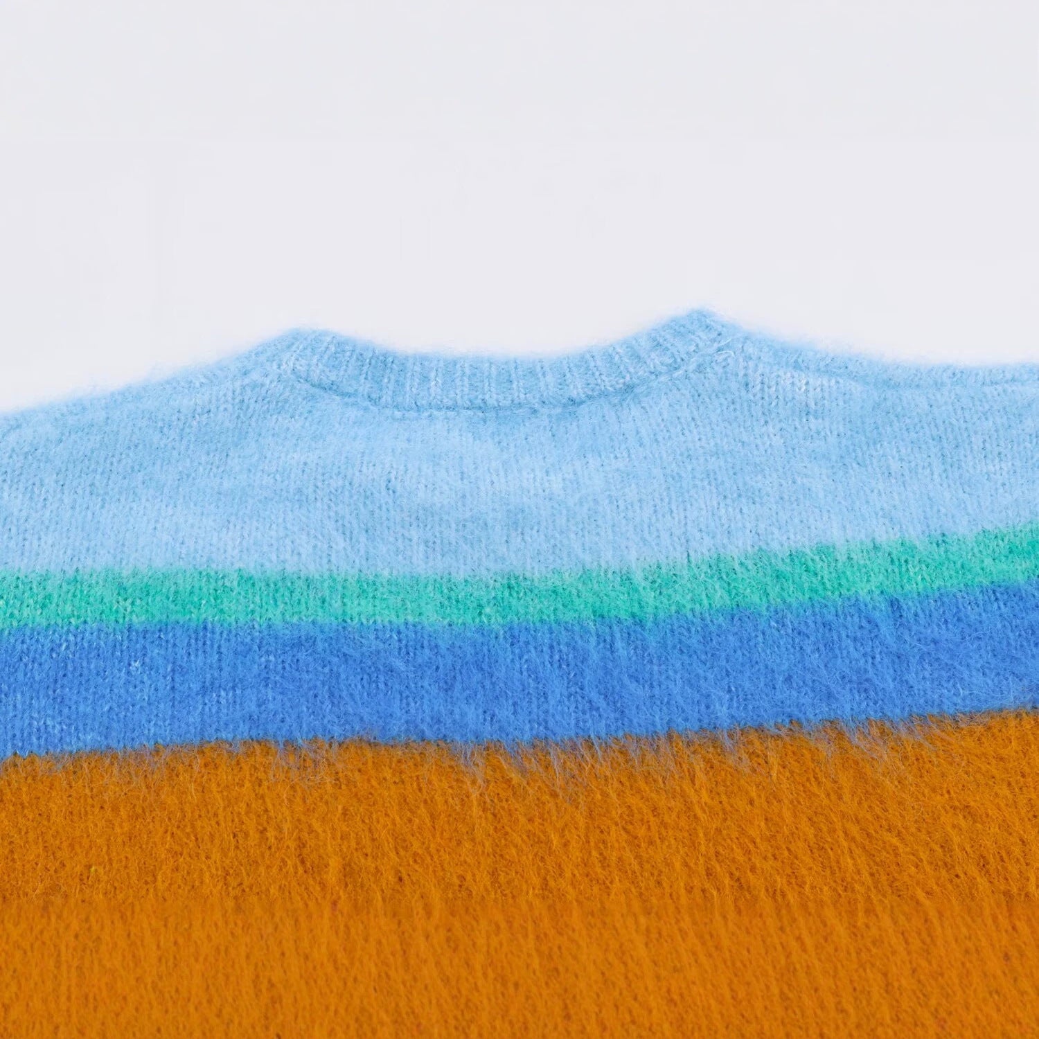 Women's Oversize Mohair-Look Striped Sweater with Round Neckline Chichicherry