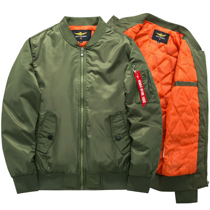 Men's pilot bomber jacket in aviator style with contrasting quilted lining and zippered sleeve pocket Chichicherry