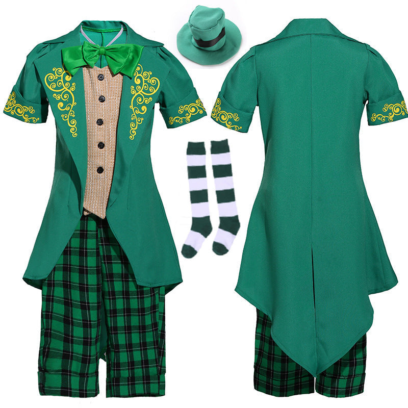 Girl costume as Irish leprechaun with hat and apron Chichicherry