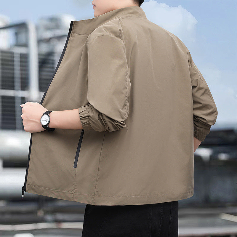 Men's Lightweight Softshell Jacket with Stand-up Collar, Full-Length Zipper and Elastic Cuffs Chichicherry