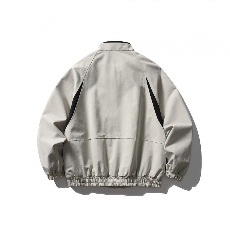 Unisex Boxy-Light Blouson Jacket in Tech Cotton Look with Raglan Sleeves, Zipper and Elastic Hem Chichicherry