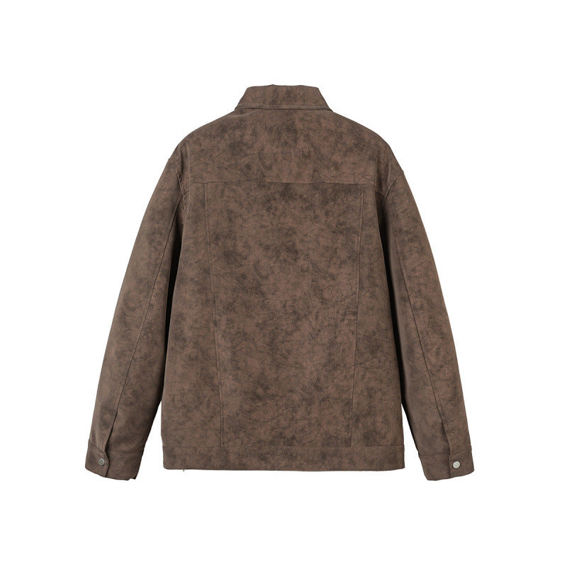 Men's short jacket made of suede imitation with metal toggle fasteners Chichicherry