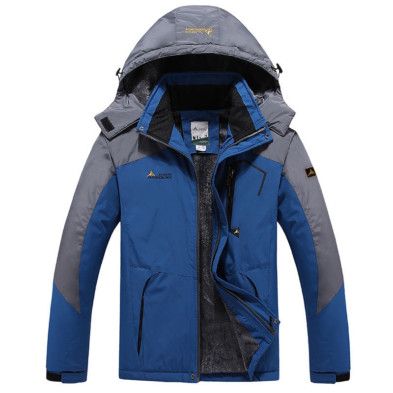 Men's technical outdoor thermal jacket with removable hood, windproof outer shell and warming fleece lining Chichicherry