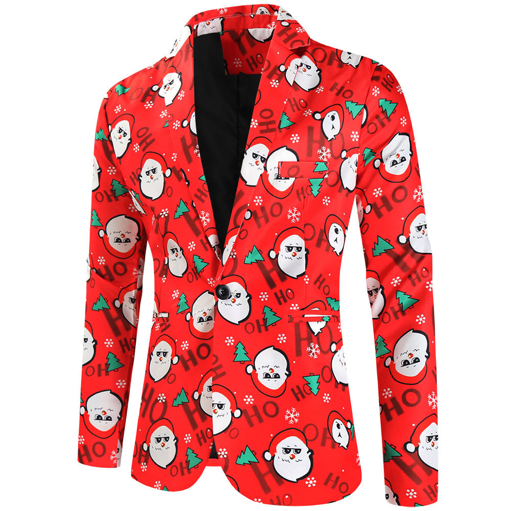 Men's Christmas Suit Set with Patterned Jacket, Vest, and Pants Chichicherry