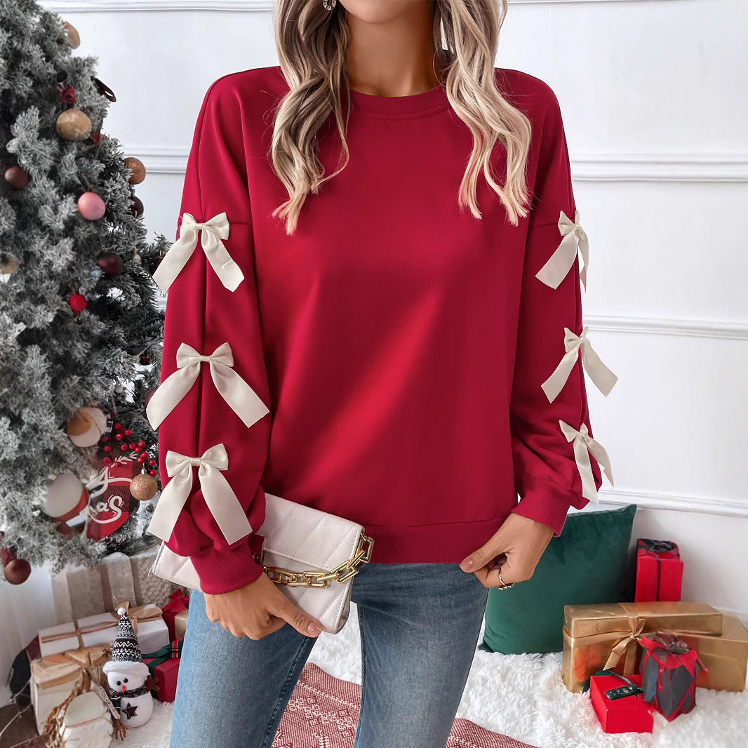 Women's sweatshirt with decorative bows on the sleeves Chichicherry