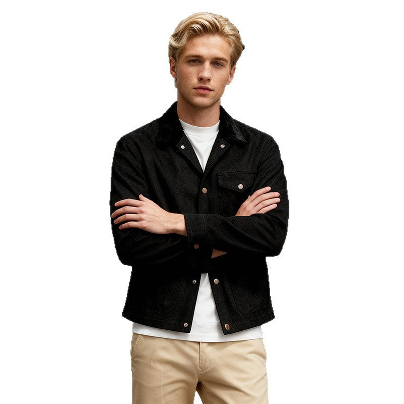 Men's Utility Overshirt made of heavy canvas with cord collar and snap button closure Chichicherry