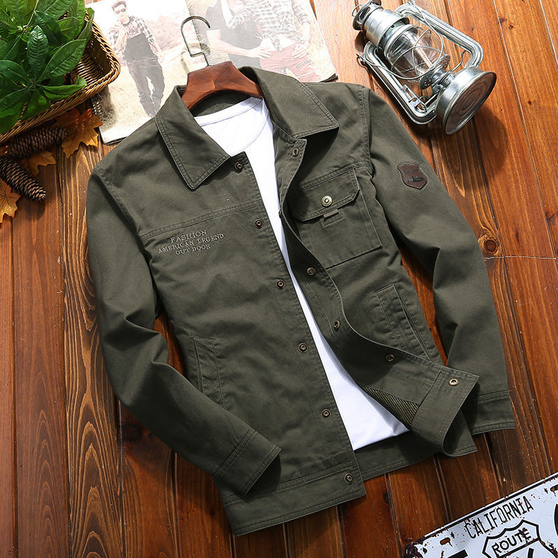 Men's robust canvas field jacket with chest pocket, stitch detail, and shirt collar Chichicherry