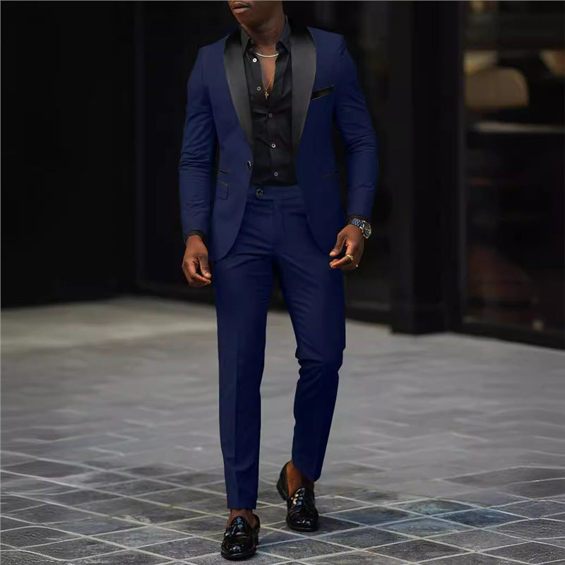 Men's Tailored Tuxedo Set with Shawl Collar and Slim Suit Trousers Chichicherry