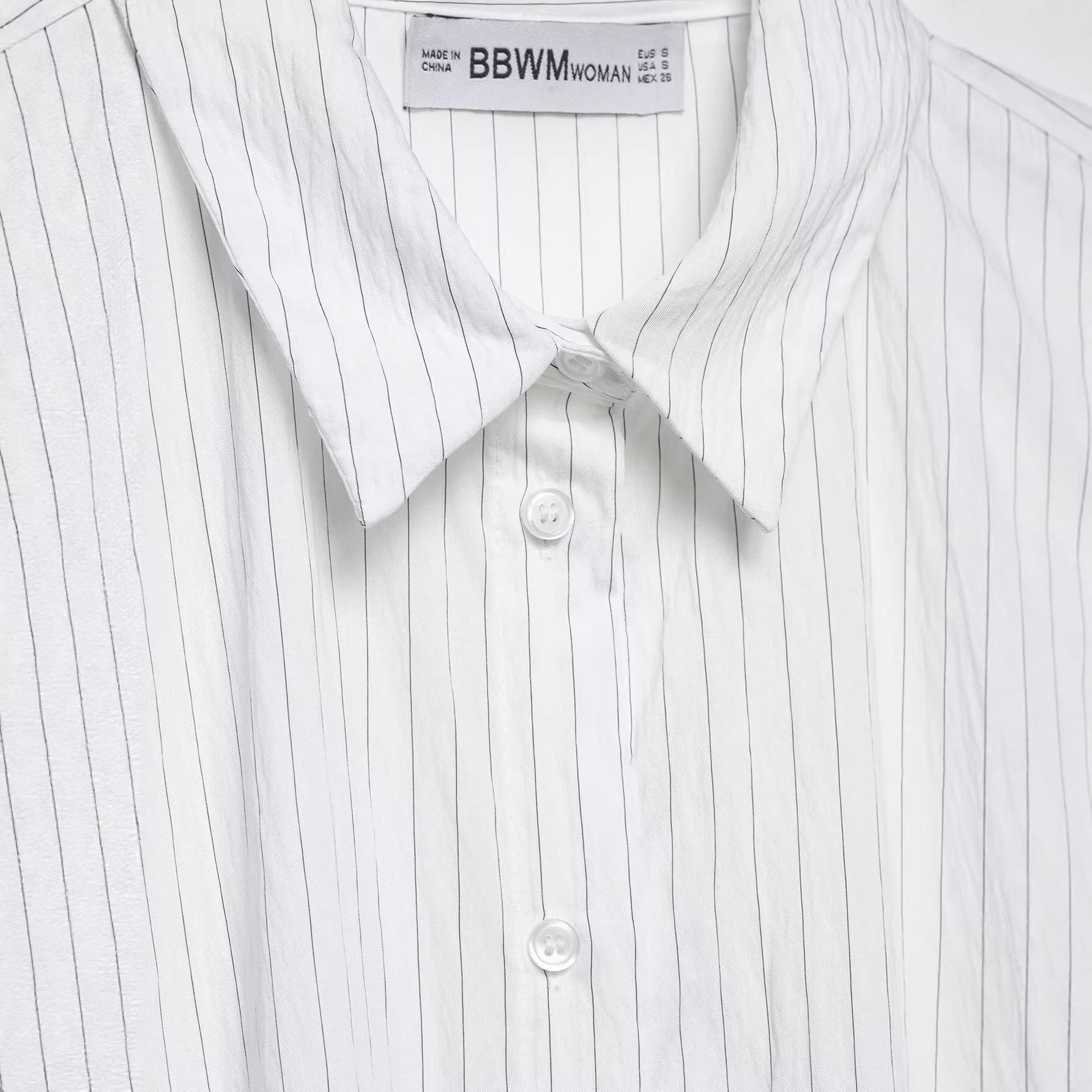 Women's Oversize Shirt Blouse with Pinstripes and Extended Back Hem Chichicherry