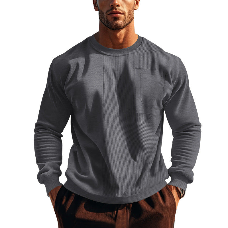 Men's Structured Sweatshirt with Ribbed Panel and Chest Pocket Chichicherry