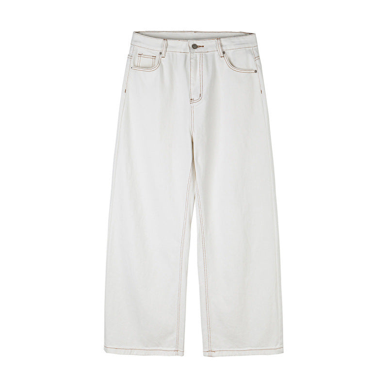 Women's Wide High-Waist Culotte Jeans with Visible Contrast Seams Chichicherry