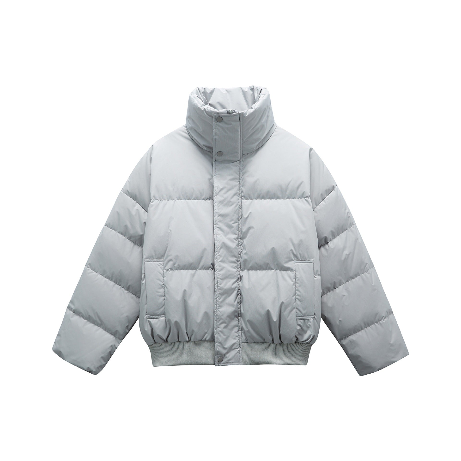 Unisex Boxy padded short jacket with high stand collar and elastic hem Chichicherry