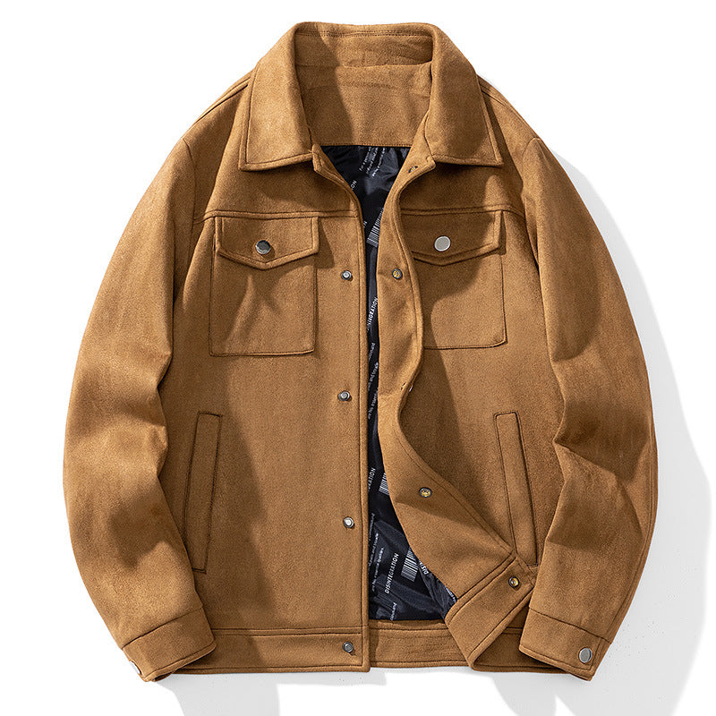 Men's suede-look trucker jacket with quilted lining and flap pockets Chichicherry