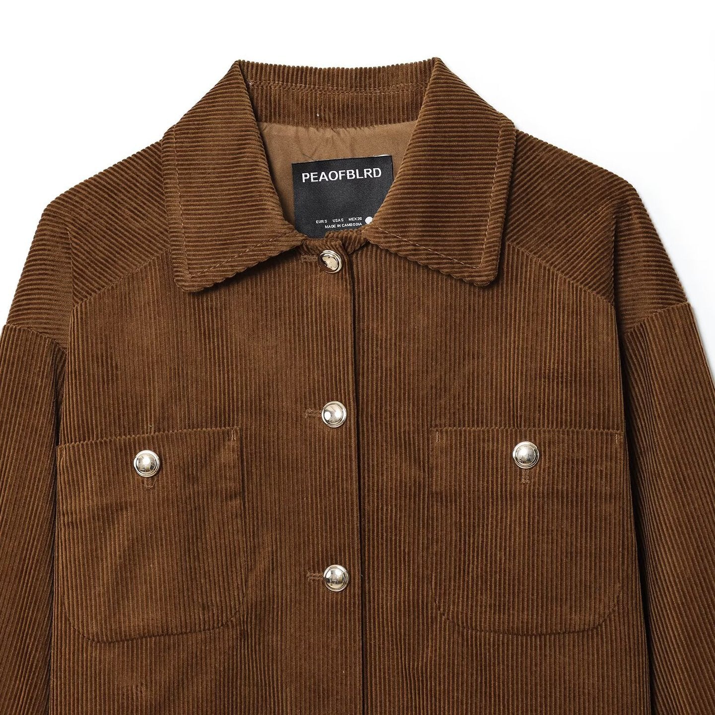 Women's Short Overshirt made of Cord with Snap Button Closure and Patch Pockets Chichicherry