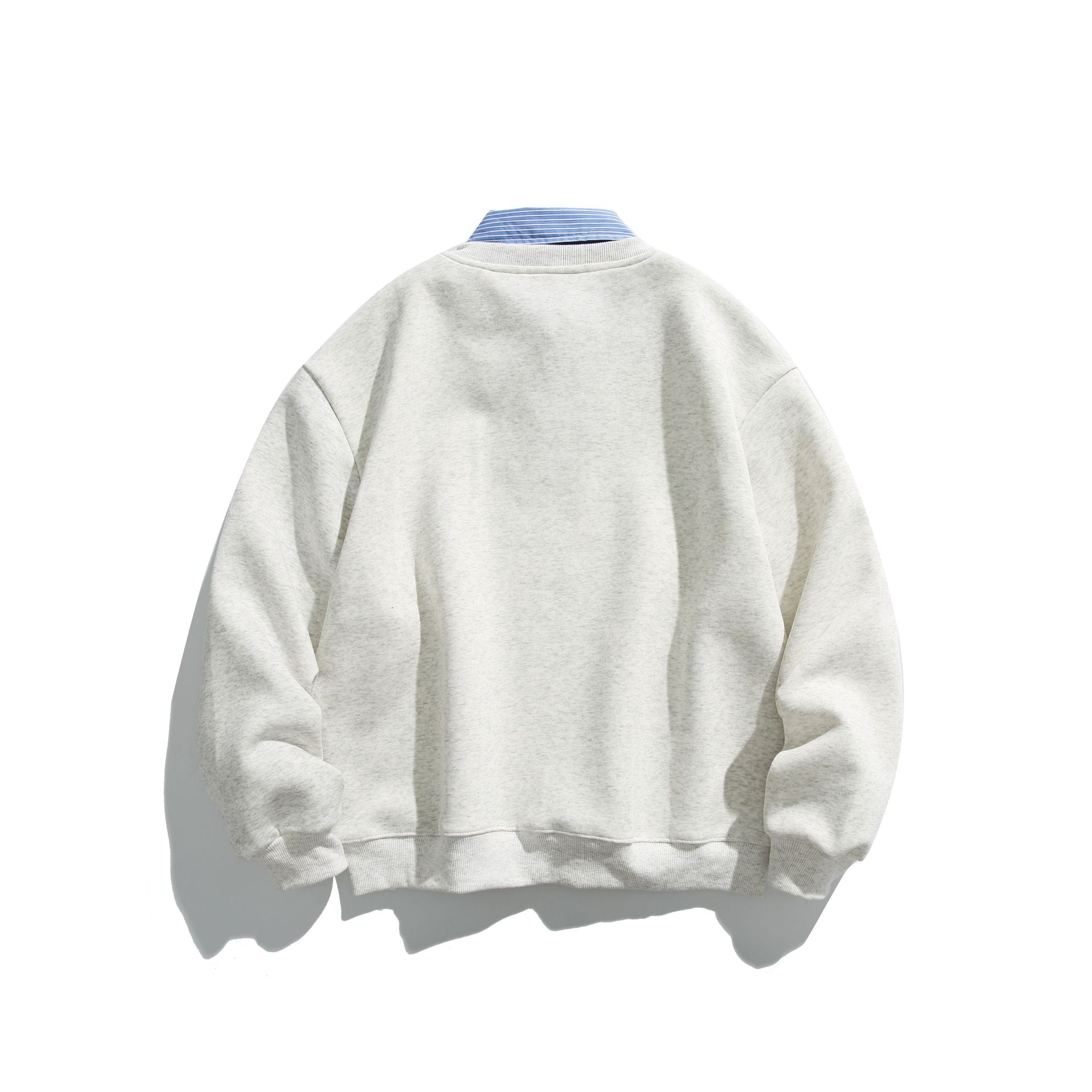 Unisex sweatshirt in layering look with integrated shirt collar and V-neck Chichicherry