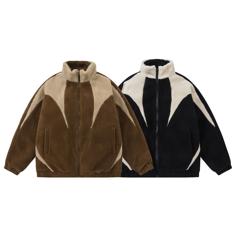 Unisex Oversized Teddy Fleece Jacket with High Standing Collar Chichicherry