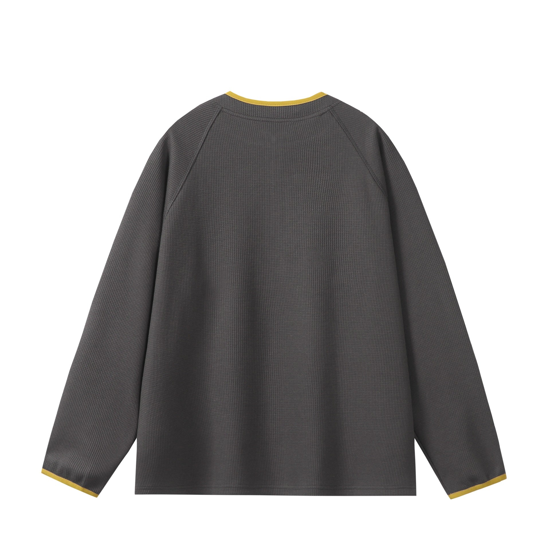 Unisex Relaxed-Fit Waffle Knit Half Zip with Concealed Chest Pocket and Raglan Sleeves Chichicherry