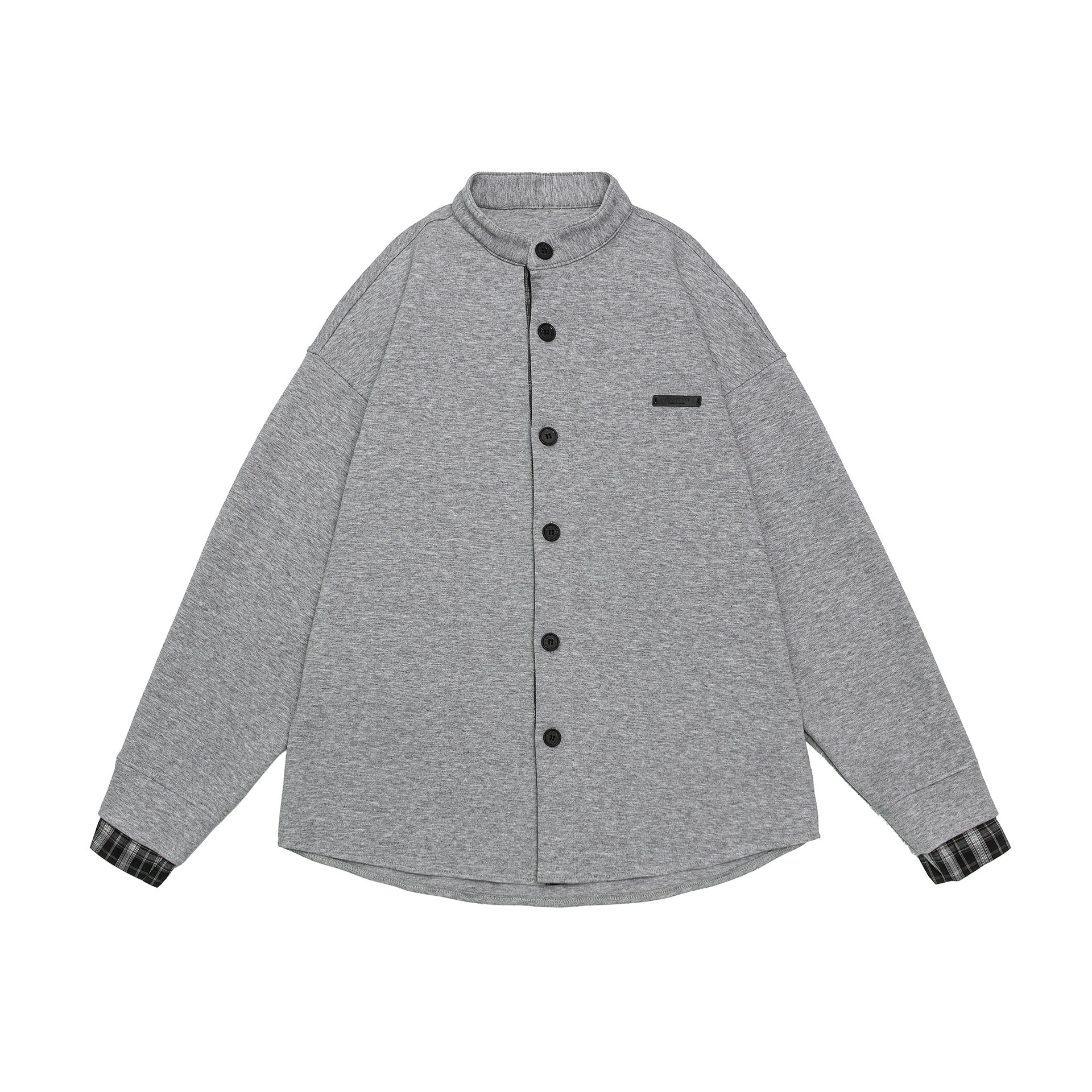 Unisex Oversized Sweat Jacket in Shirt Jacket Look with Stand-Up Collar Chichicherry