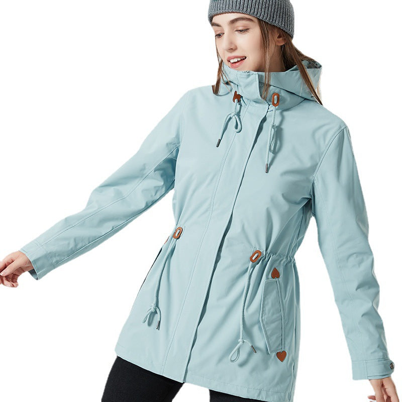 Women's Water-Repellent Fitted Parka Jacket with Hood and Drawstring Chichicherry