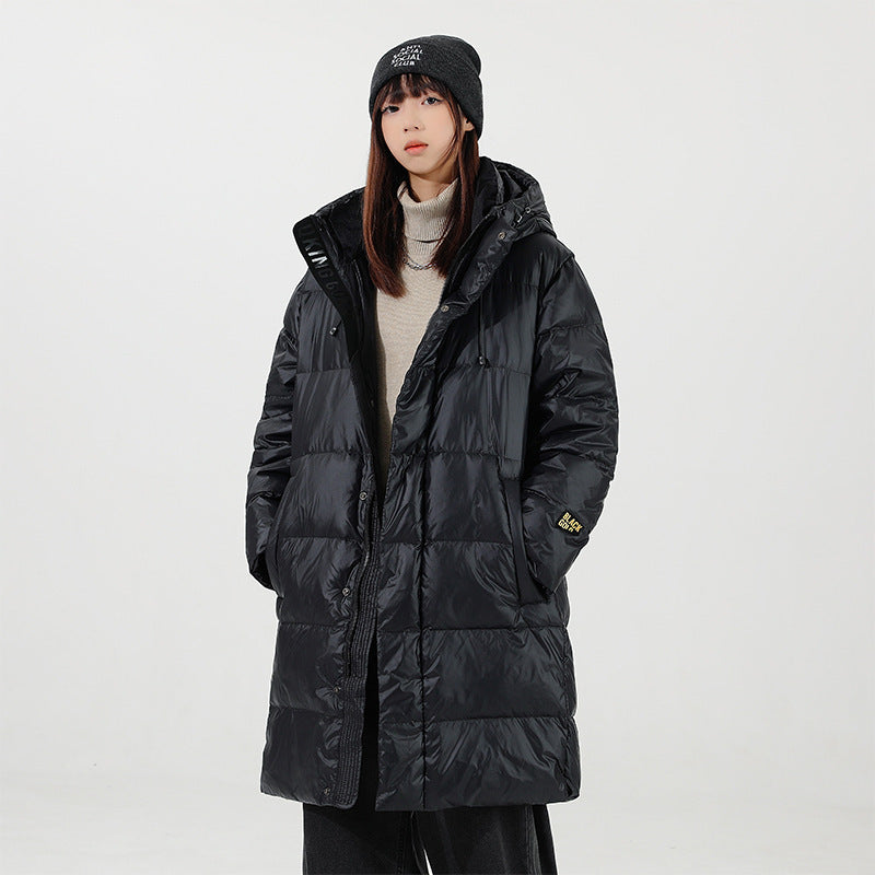 Men's longer quilted thermal down coat with hood and windproof outer shell Chichicherry