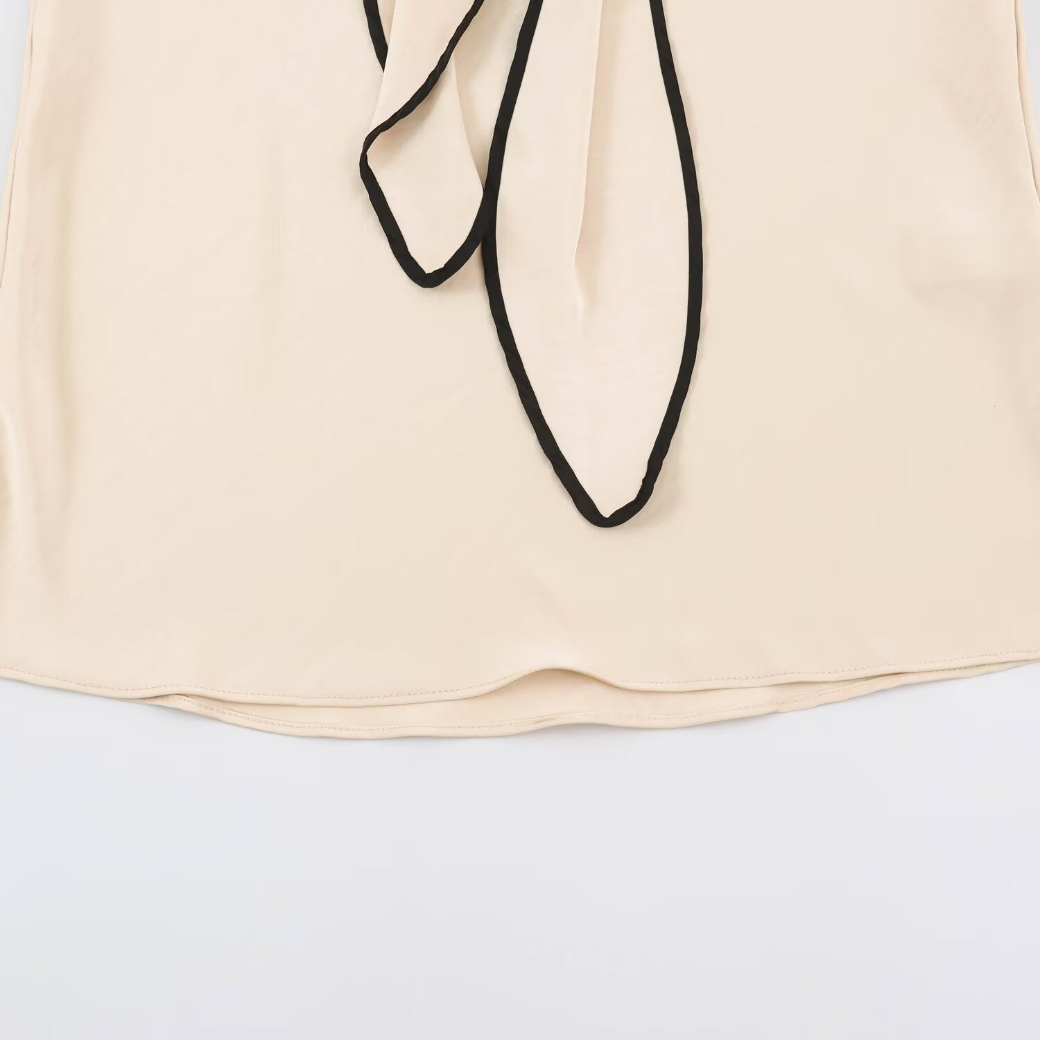 Women's Flowing Satin Midi Skirt with Knot Belt and Contrast Edge Chichicherry