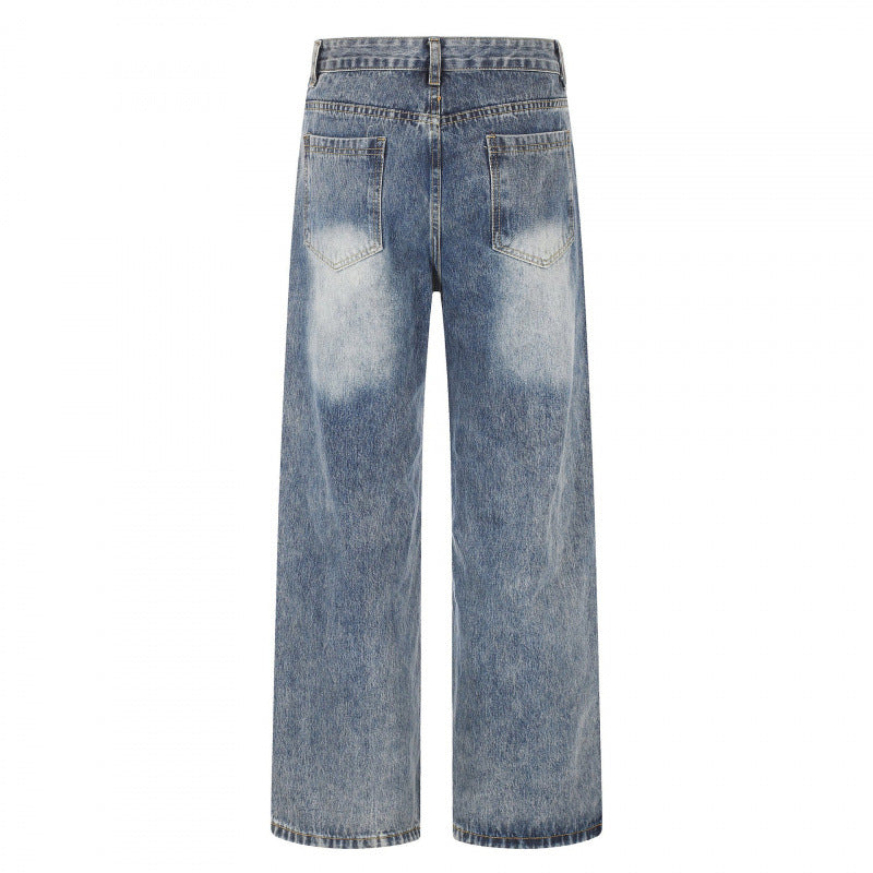 Ladies high waist wide jeans in wide leg cut with used effect and light knee bleaching Chichicherry