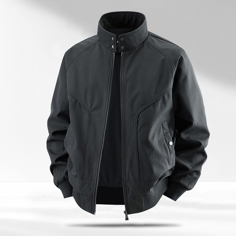 Men's windproof quilted bomber jacket with stand collar, ribbed cuffs, and padded lining Chichicherry