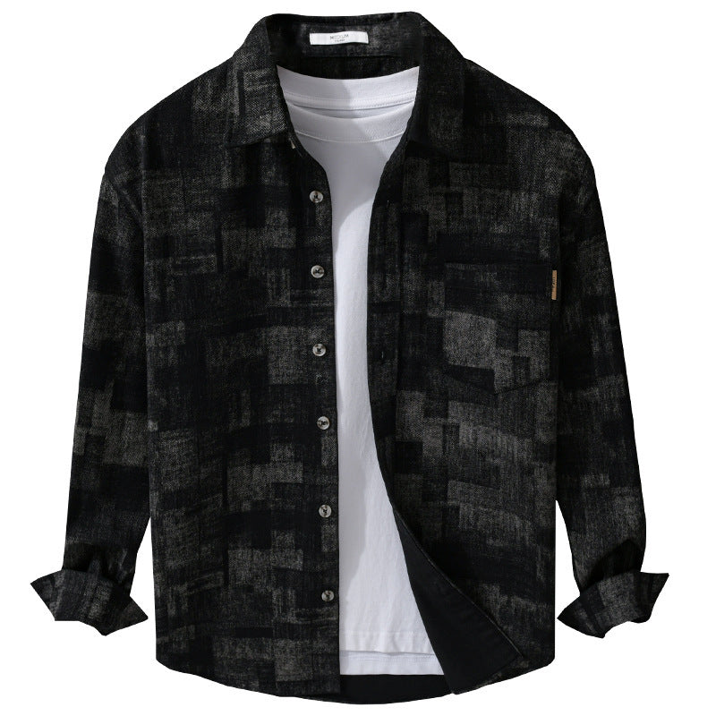 Men's Structured Shirt Jacket - Overshirt made of Cotton Blend with Geometric Print Chichicherry