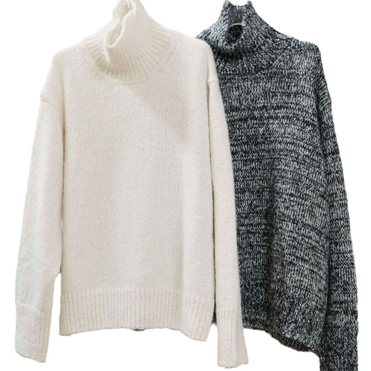 Women's Oversized Turtleneck Sweater made of fluffy Mohair Mix with ribbed hem Chichicherry