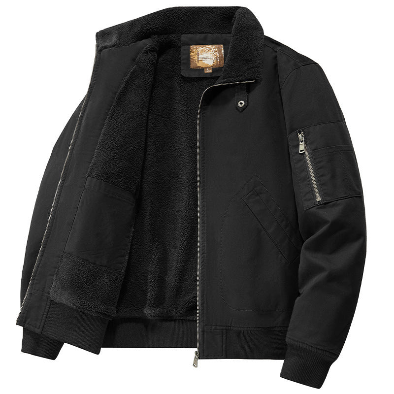 Men's teddy-lined pilot bomber jacket with sherpa lining and arm pocket Chichicherry