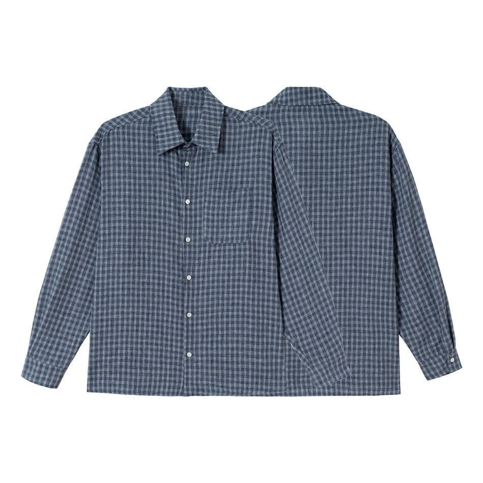 Men's Boxy Check Overshirt with boxy cut, chest pocket and light flannel texture Chichicherry