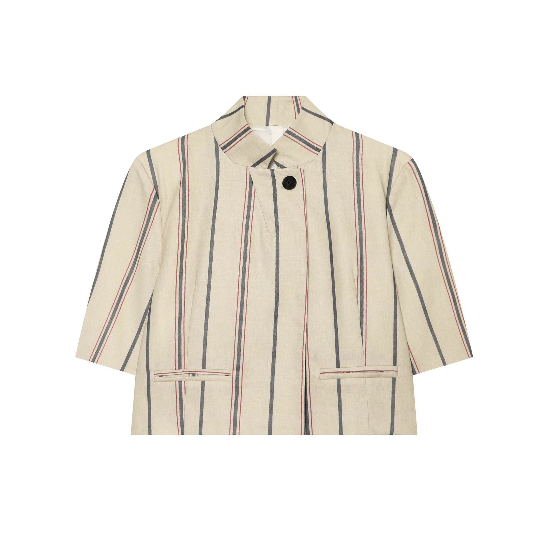 Women's loose linen trousers with pleats, high waistband and vertical stripes Chichicherry