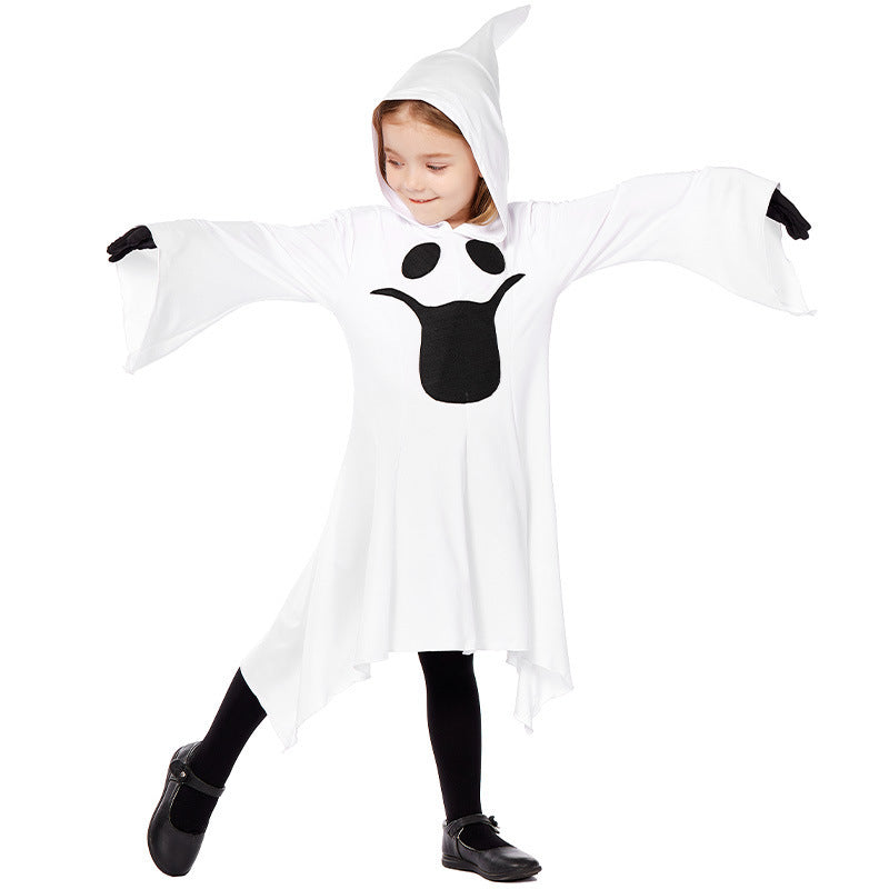 Ladies Ghost Costume with Hood and Wide Flared Sleeves Chichicherry
