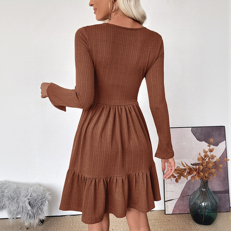 Women's Structured Knit Dress with Heart-Shaped Bustier Detail and Tiered Skirt Chichicherry