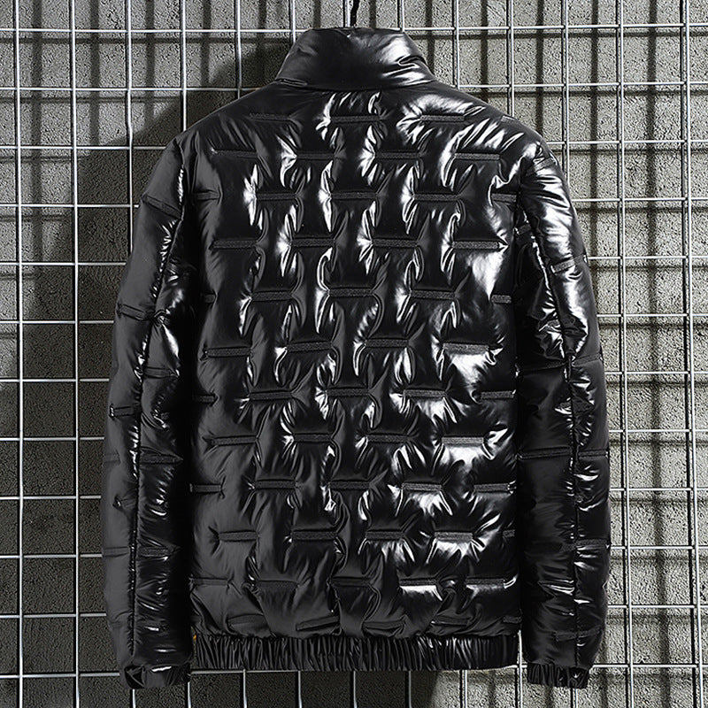 Men's metallic quilted thermally insulated down jacket with high stand-up collar Chichicherry