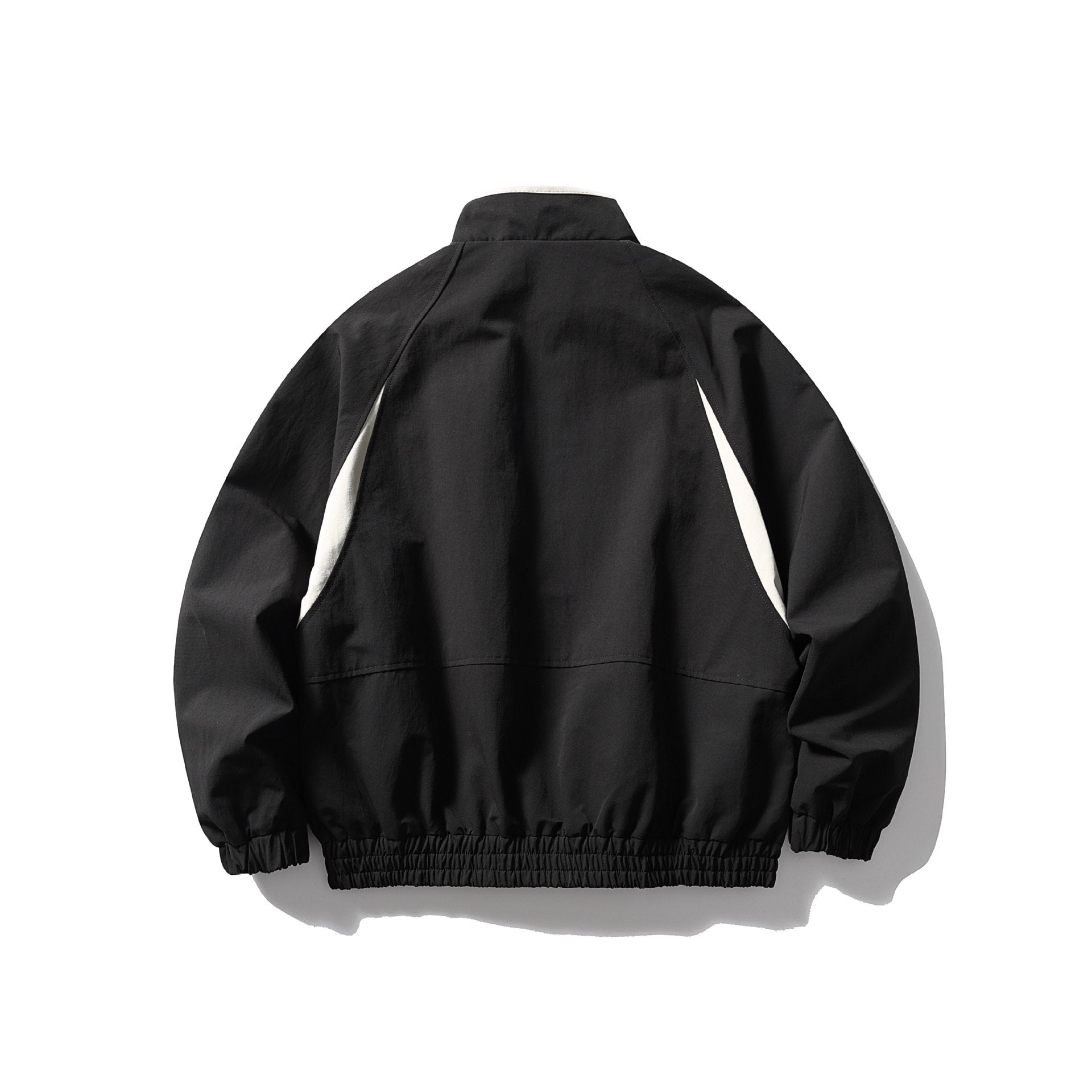 Men's Oversized Bomber Jacket with Stand Collar, Raglan Sleeves, and Elastic Hem Chichicherry