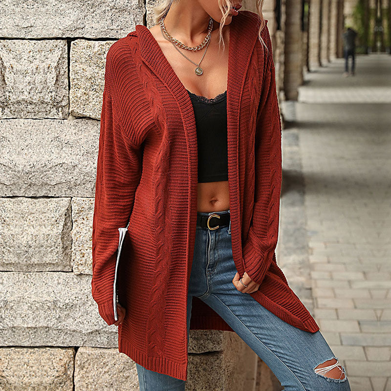 Women's Oversized Knit Cardigan with Hood and Front Pockets Chichicherry