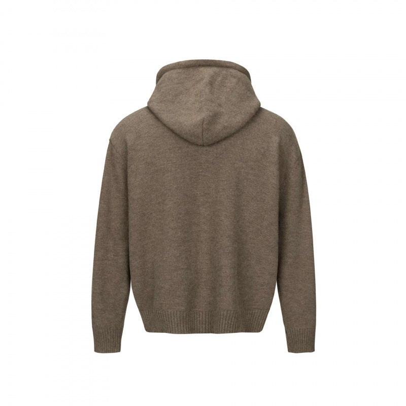 Unisex thick knit hoodie cardigan with continuous button placket and ribbed cuffs Chichicherry