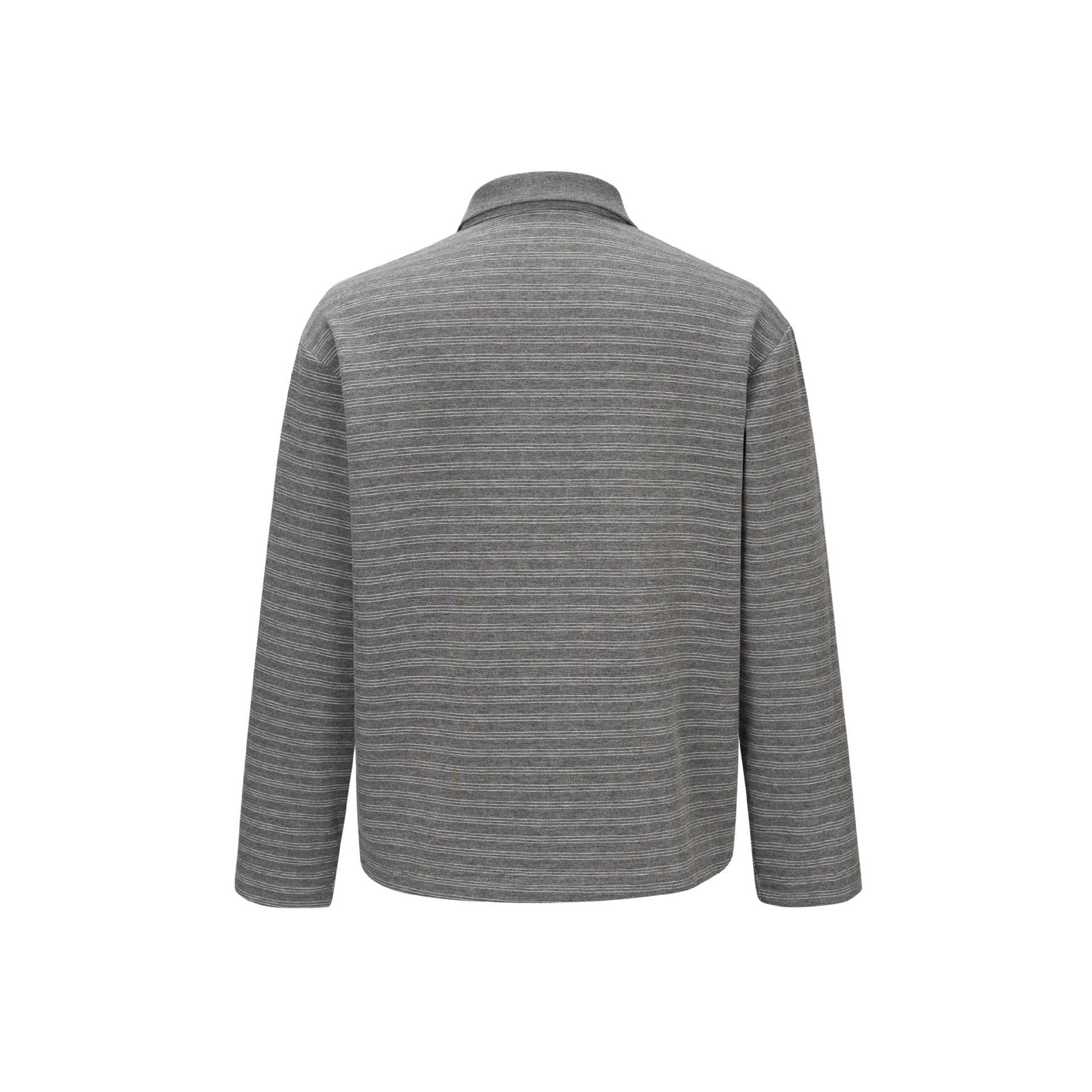 Men's long-sleeve polo shirt in relaxed fit with fine stripe knit Chichicherry