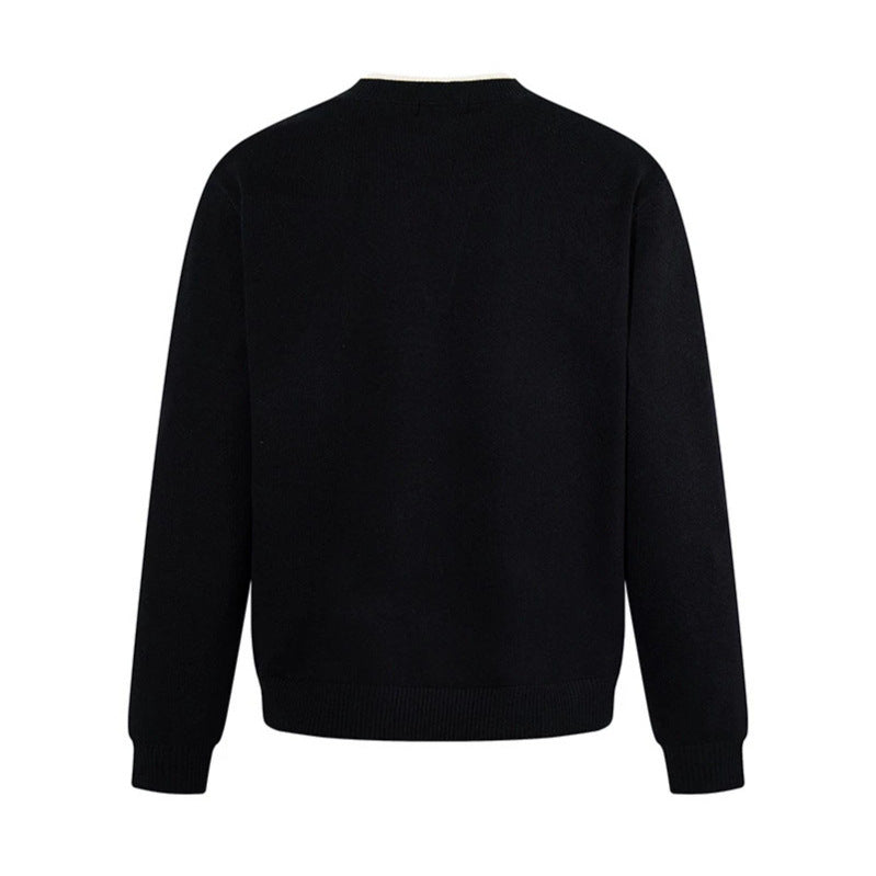 Men's fine-knit pullover with V-slit collar and ribbed finish Chichicherry