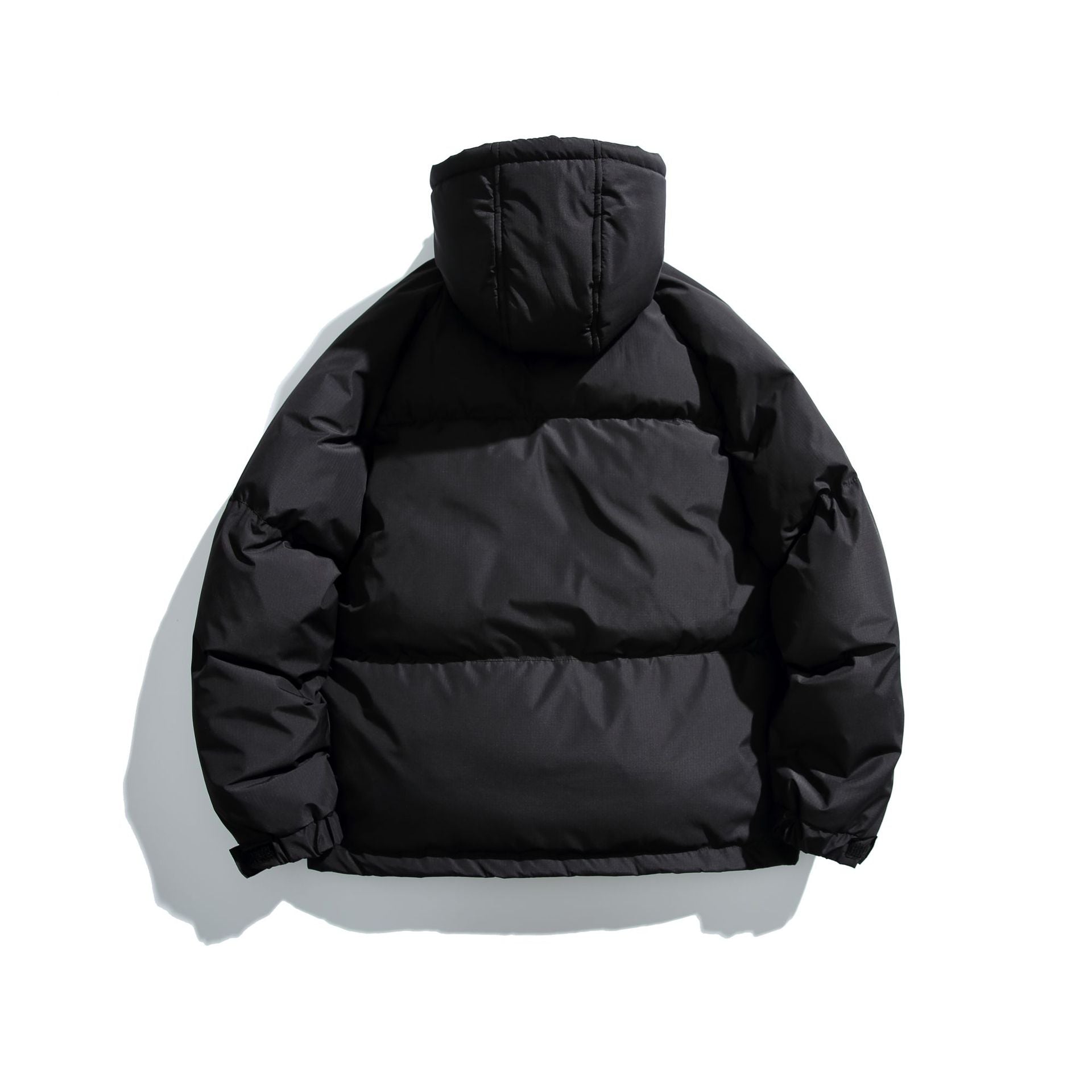 Unisex Short Cut Boxy Puffer with Hood, Contrast Stripes and Large Flap Pockets Chichicherry