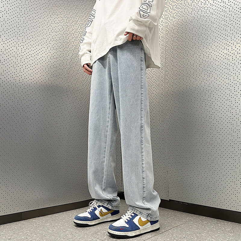 Men's Loose Vintage Denim Pants in Baggy Street Style with Front Pleat Chichicherry
